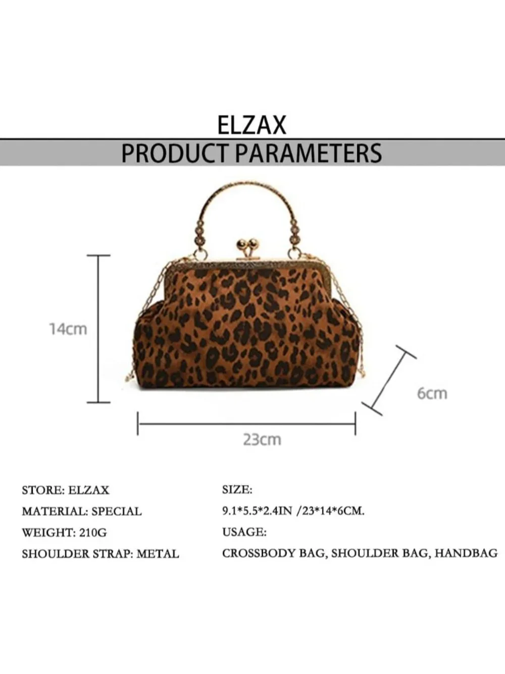 Faux Suede Kiss Lock Evening Clutch Purse with Chain Shoulder Strap